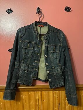 Smart Set Dark Blue Denim Jacket with Stand Collar
